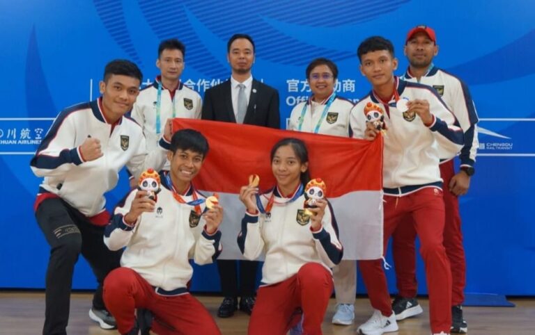 Timnas Wushu Indonesia Gondol 4 Emas dan 3 Perak di China