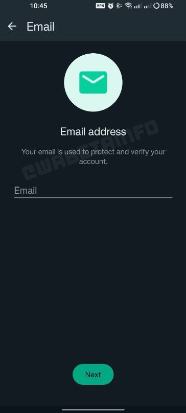 WhatsApp Gunakan Alamat Email
