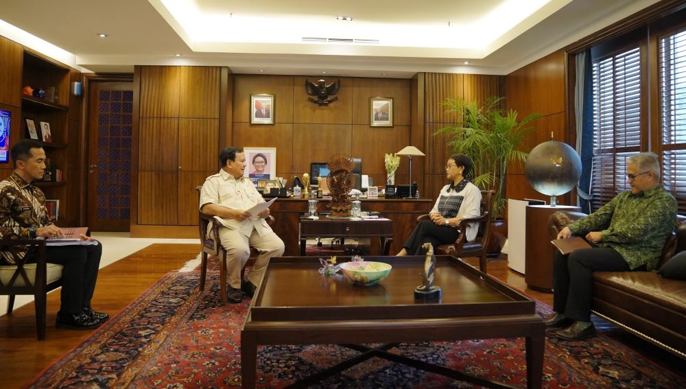 Menhan Prabowo dan Menlu Retno Marsudi Bahas Persiapan Pengiriman Bantuan Kemanusiaan ke Palestina